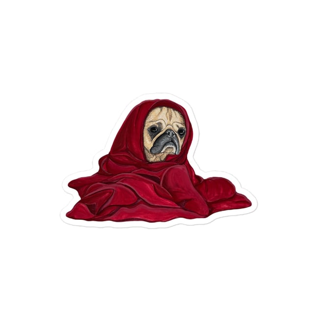 4 Inch Pug in a Blanket Sticker
