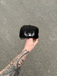 Image 4 of BLACK AND WHITE SCRIPT NEW YORK YANKEES CUSTOM FITTED CAP