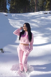 Image 3 of Baby pink TLE Merch crop hoodie & pants 