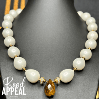 Image 1 of Tear Drop Tigers Eye and Pearl Necklace