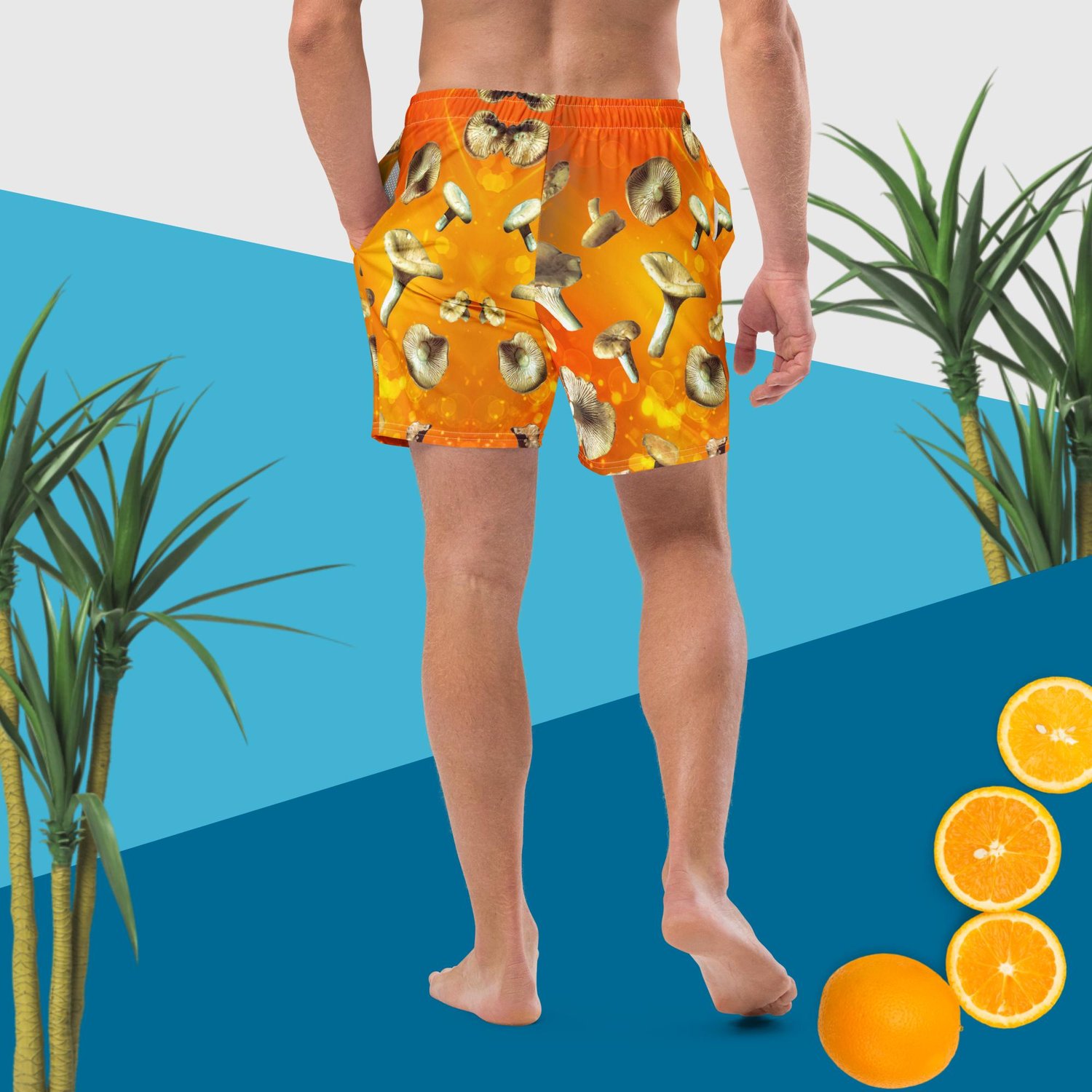 Image of Holy Shiitake there Really Chantrelles - All Over Print Eco Friendly Swim Trunks