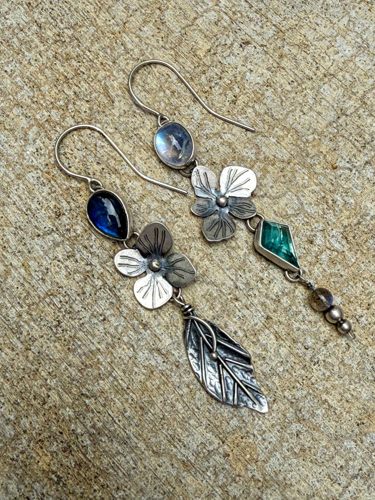Image of Hydrangea Mismatch Dangle Earrings