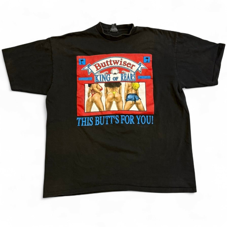 Image of 1990s Rare Buttwiser Budweiser Parody Graphic Tee (XL)