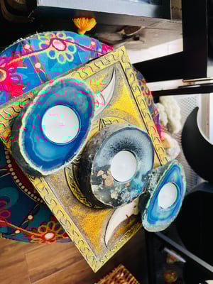 Image of Blue agate candle t light holder