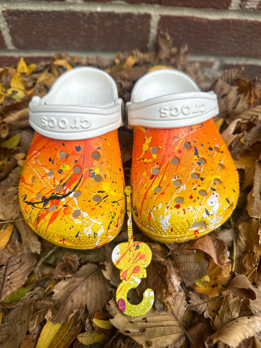 Image of Custom Painted Orange/Yellow Kids Crocs by Phillip Simpson