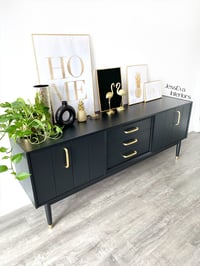 Image 2 of Black and gold brass G Plan Sideboard - Drinks/Cocktail Cabinet - TV Unit