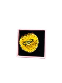 Image 2 of Coffee and Cream Velvet Heart Ring 