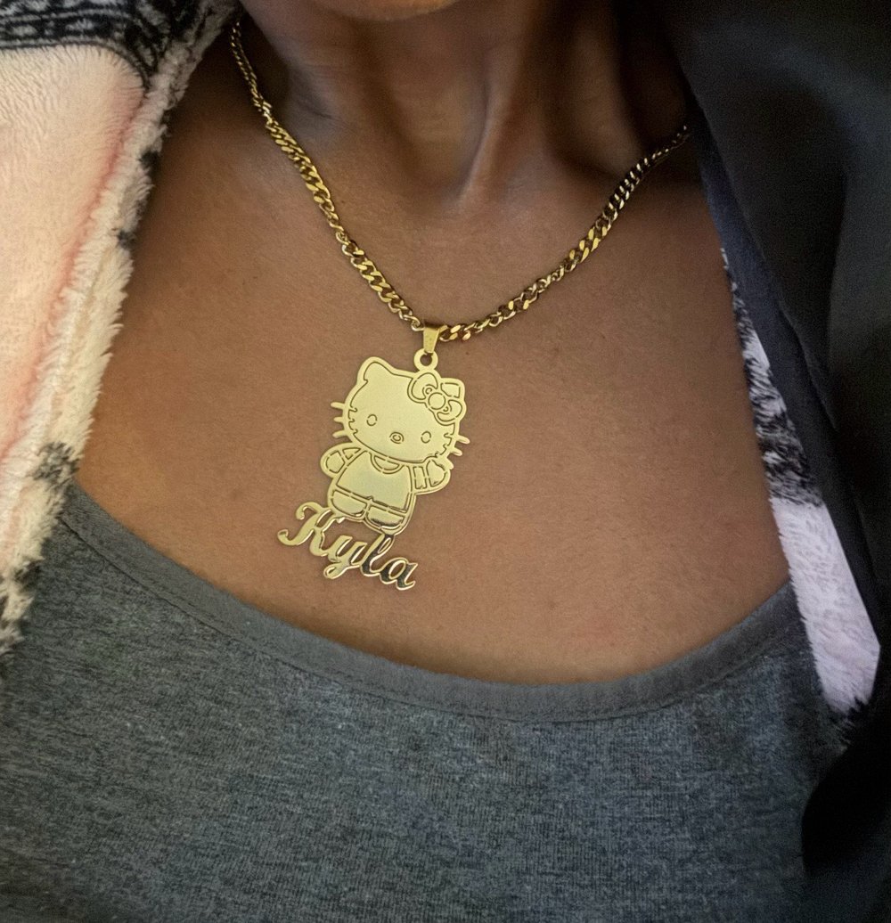 Image of Gold plated Custom cartoon character necklaces with name