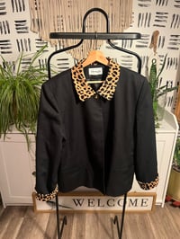 Image 1 of vintage black leopard blazer 