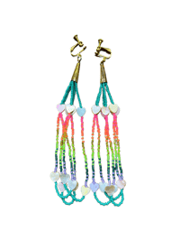 Neon Heart Fringe Earrings 