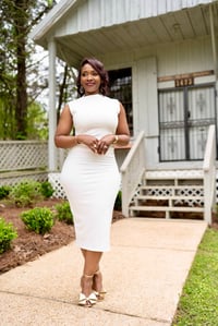 Image 1 of Mock Neck, Midi Dress w/back split