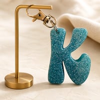 Image 7 of Blue Glitter Letter Keychain • Personalized Resin Charm
