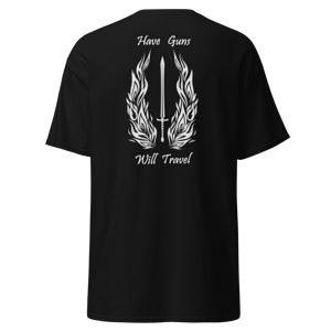Image of Have Guns, Will Travel- Sword and Fire Wings - White Lettering