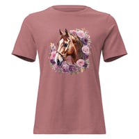Image 5 of Women's Relaxed T-Shirt, Floral Majesty Horse Tee