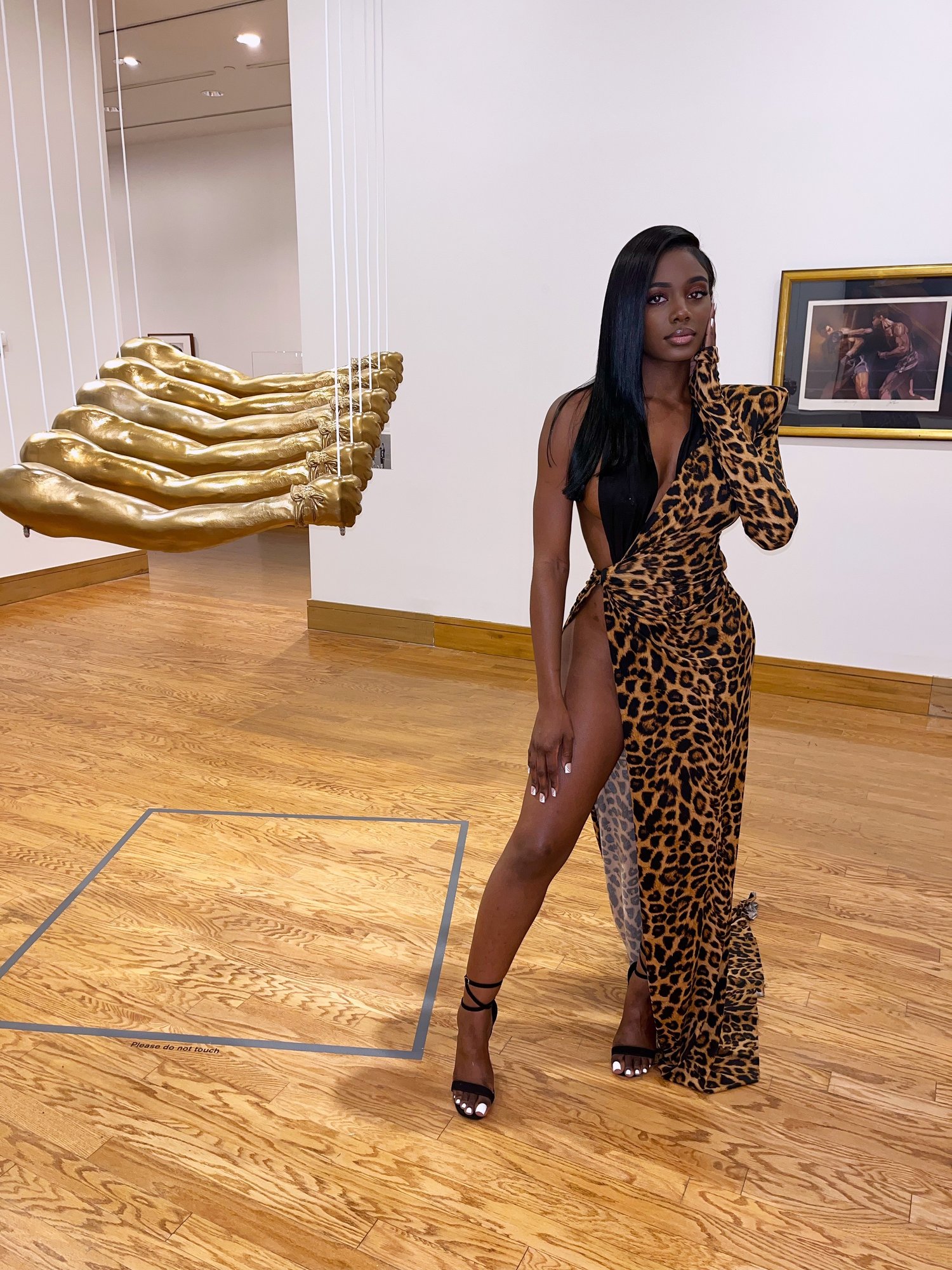 Image of Asymmetrical Leopard Gown 