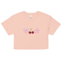Image 4 of Cute Bow, Cherry and Cherry Blossom Icon Crop Top 