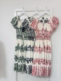 Aztec Border Stripe Button Midi Dress
