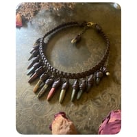 Image 1 of The Empress Necklace - Mixed Jaspers and Dark Brown Leather