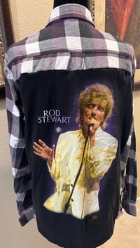 Vintage Purppe/Black/White Flannel Shirt Rod Stewart