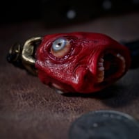 Image 2 of Egg of the King bleeding eyes pendant, adjustable cord, OOAK,