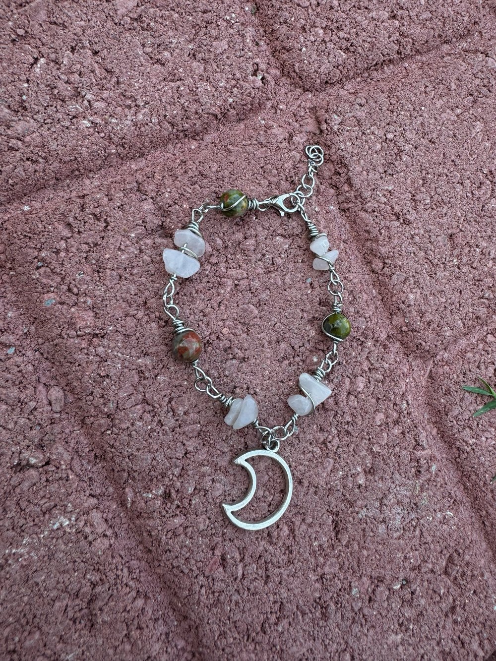 Image of "Moonlit Healing" Bracelet w/ Rose Quartz & Unikite