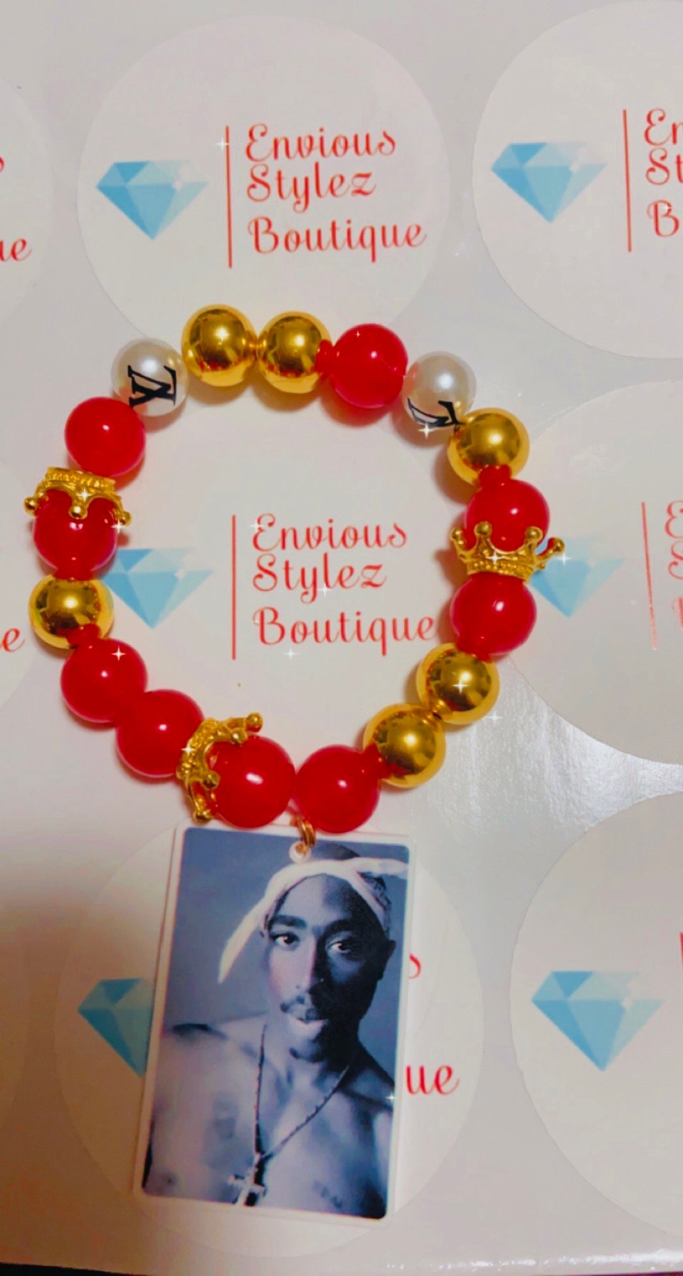 Image of Tupac beaded bracelet 