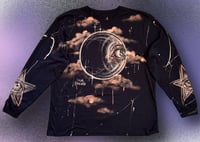 Image 1 of ‘MY MIND IS ON THE MOON’ BLEACH PAINTED LONG SLEEVE T-SHIRT XL 