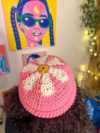Image of Solid Color Flower Beanies