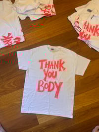 Image 1 of White Thank You Body with orange text (medium)