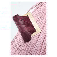 Image 2 of Maroon Snake Leather & Timber Clutch 