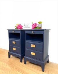Image 5 of Navy Blue Stag Slim Bedside Tables Bedside Cabinets
