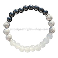 Image 5 of Selenite, Black Obsidian & Grey Jasper Bracelet 