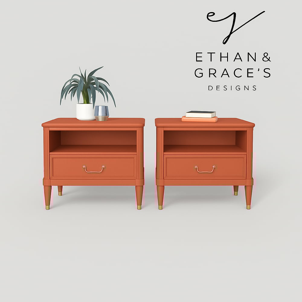 Image of A pair of large stag mahogany bedside tables ANY COLOUR 
