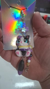 Non binary pride kitty phone charm 