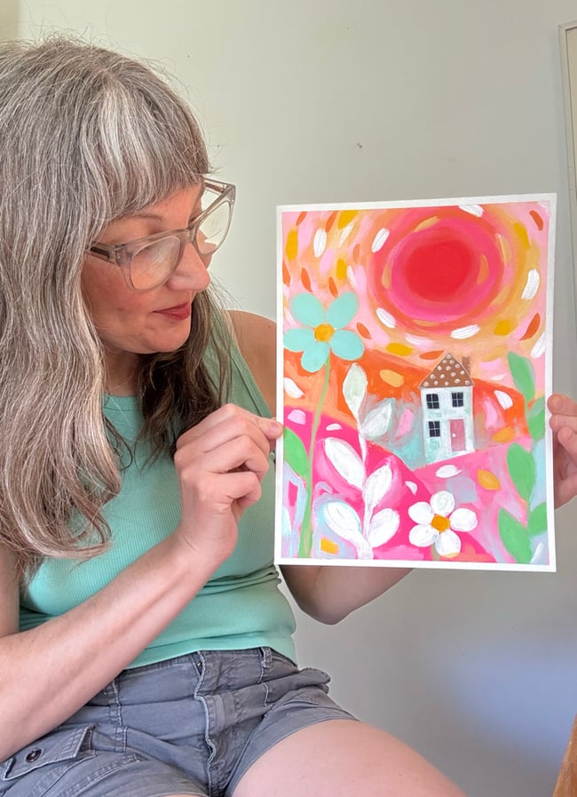 Citrus sunburst. Original 9x12 paper painting.