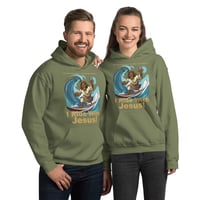 Image 1 of I Ride With Jesus Surfing Dark Unisex Hoodie