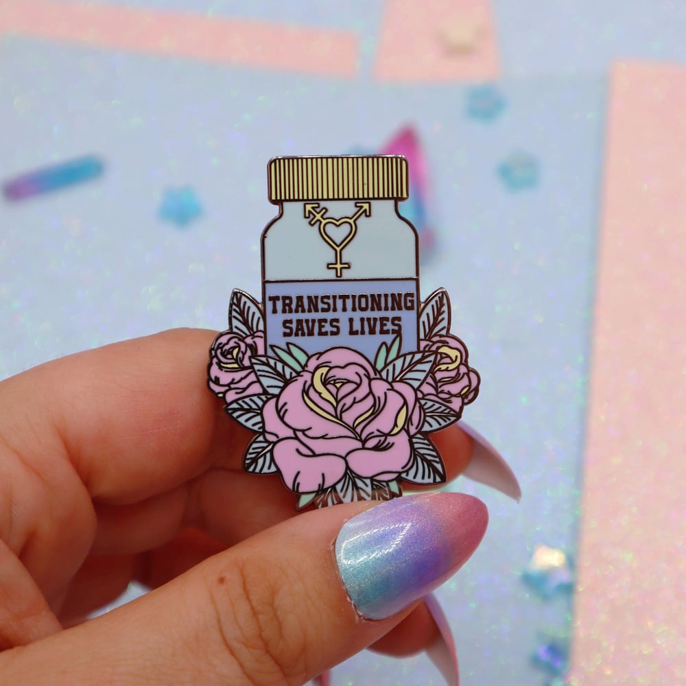 Image of Transitioning Saves Lives Enamel Pin