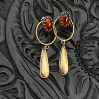 Image 4 of Amber and Brass Earrings