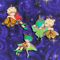 GOLD Luna Moth Deku and Monarch Butterfly Bakugo Enamel Pins