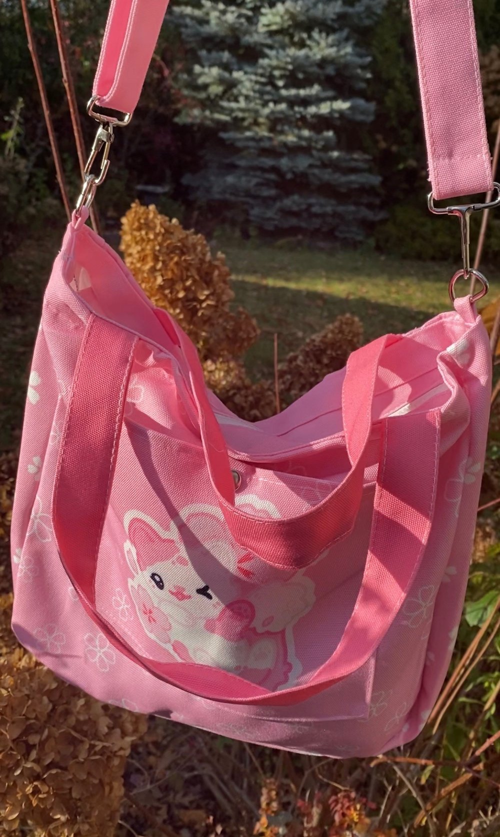 Sakura Cat Crossbody Tote Bag