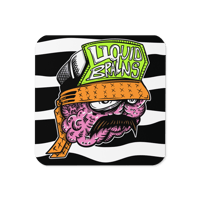 Liquid Brains - Brain Head Orange Cork-back coaster