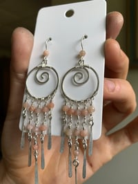 Image 3 of Peach Moonstone Chandelier Earrings