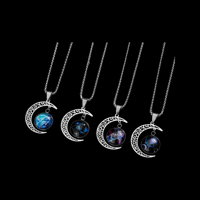 Image 2 of Zodiac Sign Crescent Moon Necklace 
