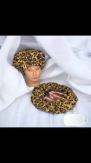 Image 2 of Leopard print Satin Bonnet