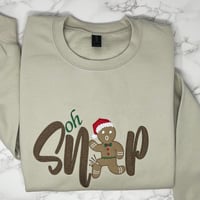 Image 1 of Oh Snap Gingerbread Man Embroidered Crew Neck Sweatshirt