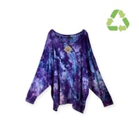 Image 1 of ♻️ UPCYCLED 4X PLUS French Terry Pullover in Purple Haze Ice Dye