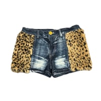 Image 1 of Joynana leopard fur denim shorts 