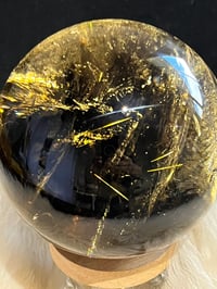 Image 4 of Golden Rutile In Smoky Quartz Sphere #1769