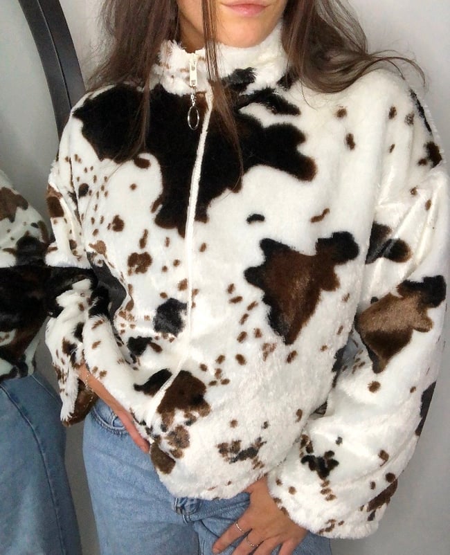 Cow Faux Fur Jacket 