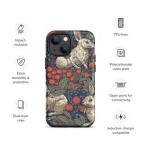 Image 17 of Boho Nature Cottagecore Inspired White Rabbits Among Berries Tough Case for iPhone®